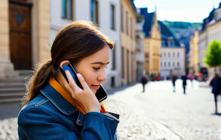 룩셈부르크 응급상황 대처법 - **Image Prompt 1: Luxembourg Emergency Call**
A female traveler in her late 20s, dressed in casu...