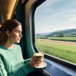 Home 8 룩셈부르크에서 프랑스로 가는 방법 - A cinematic shot from inside a modern high-speed TGV train, looking out a large window. The train is...